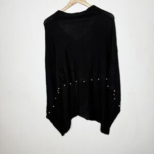 Alashan Black Cashmere Topper Poncho Faux Pearl Trim Classic Women's One Size